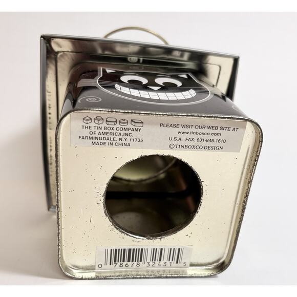 Cat Lantern Halloween Luminary Tin Metal Vtg Look Candycorn Lantern Decor - Picture 3 of 5